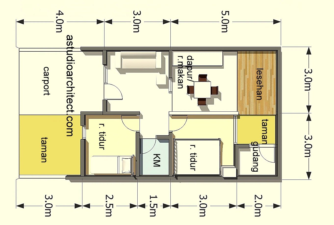10 Denah & Desain Rumah Minimalis 2 Lantai Ukuran 6×7