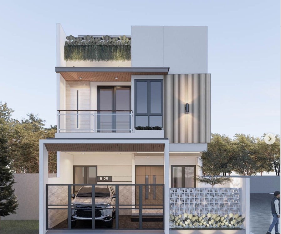 Desain Rumah 2 Lantai Industrial Kontemporer