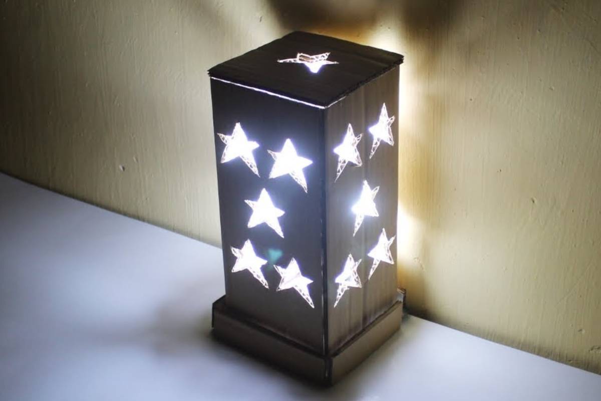 cara membuat lampu tidur dari kardus