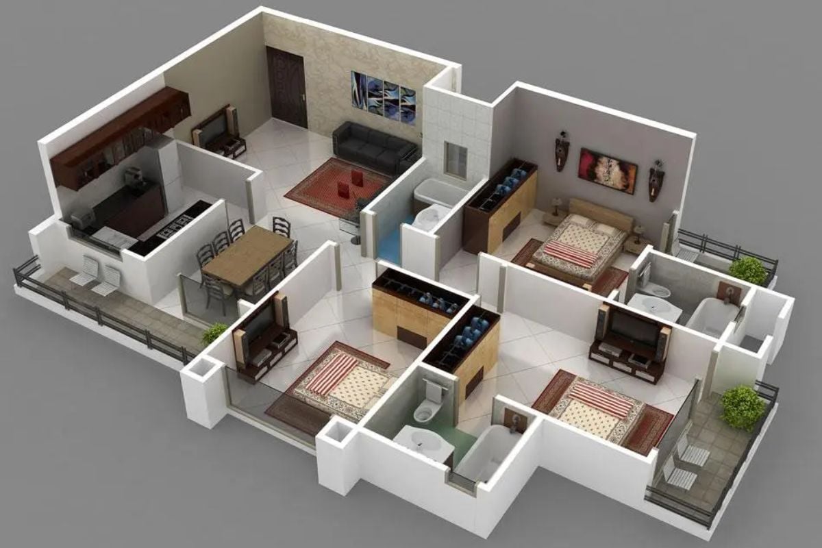 Denah Rumah Type 60 3 Kamar