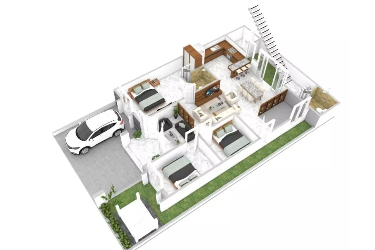 8 Gambar Denah Rumah Type 60, 3 Kamar hingga Minimalis