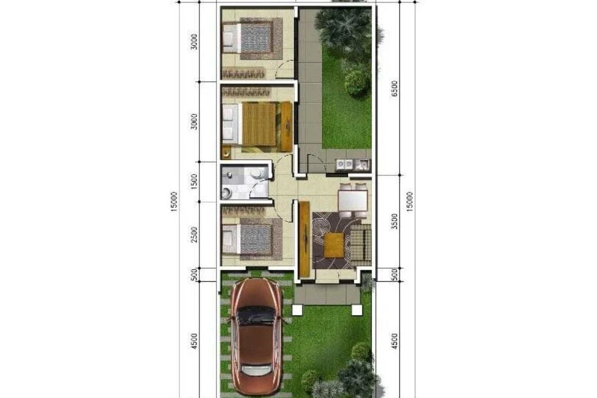 Denah Rumah Type 36 1 Lantai 3 Kamar