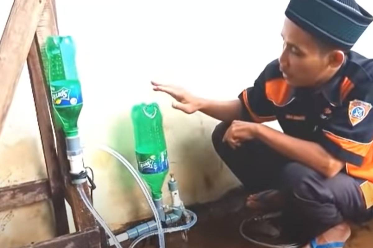 cara membuat pompa air tanpa listrik dari botol bekas