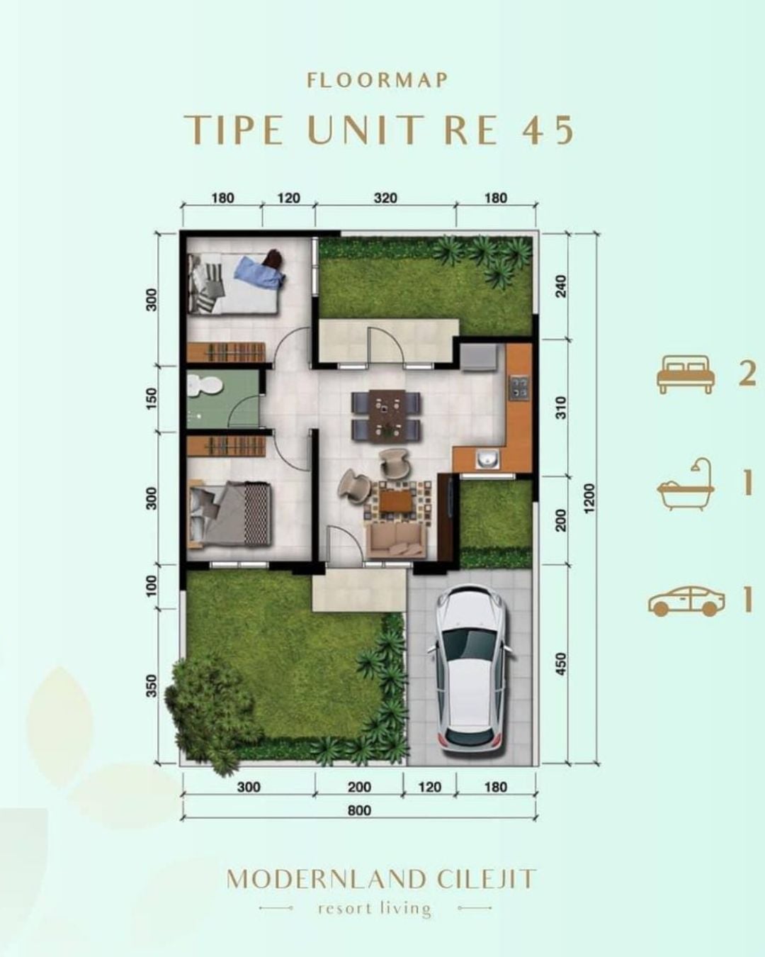 Contoh denah rumah tipe 45