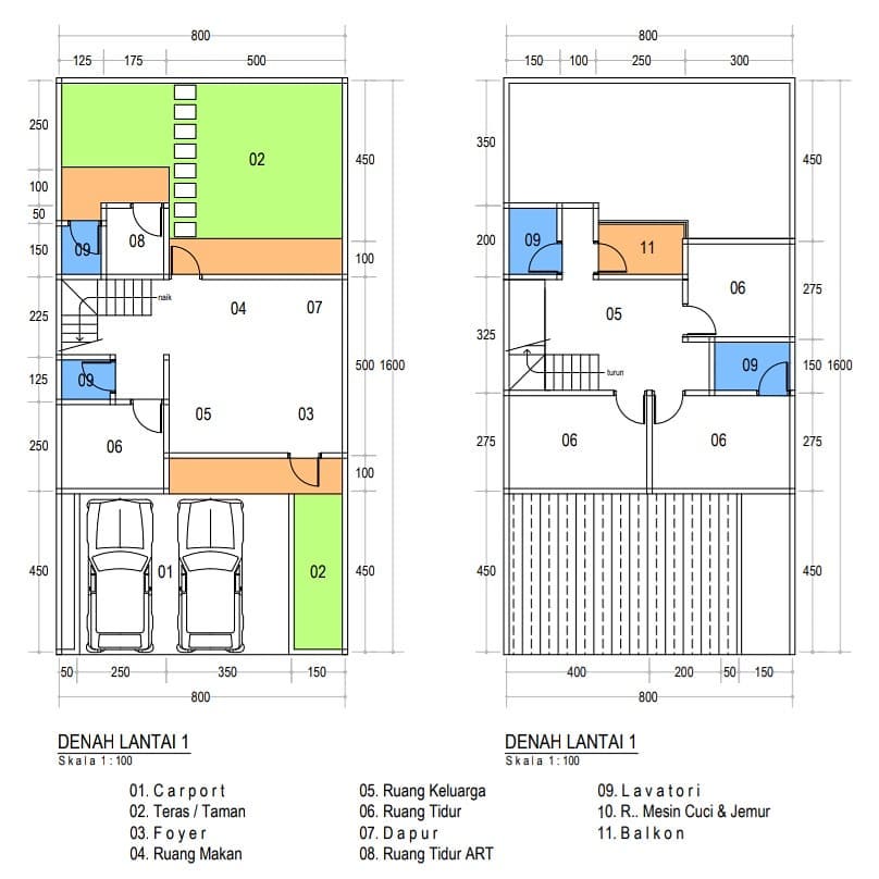 Denah Rumah 4 Kamar dengan 1 Kamar ART