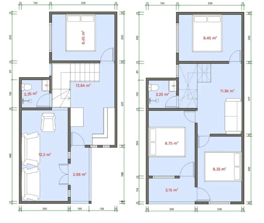 Denah Rumah 4 Kamar 2 Lantai
