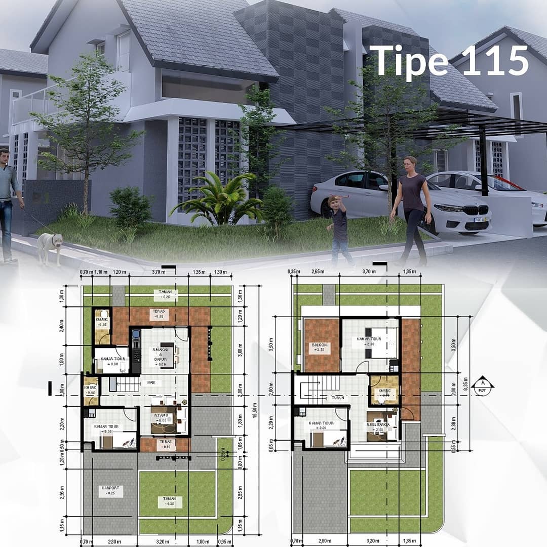 Denah Rumah 4 Kamar Tidur 2 Lantai Anti Pengap