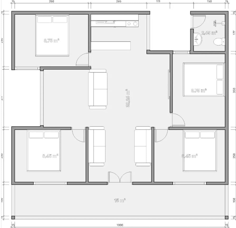 Denah Rumah 4 Kamar Model Limasan
