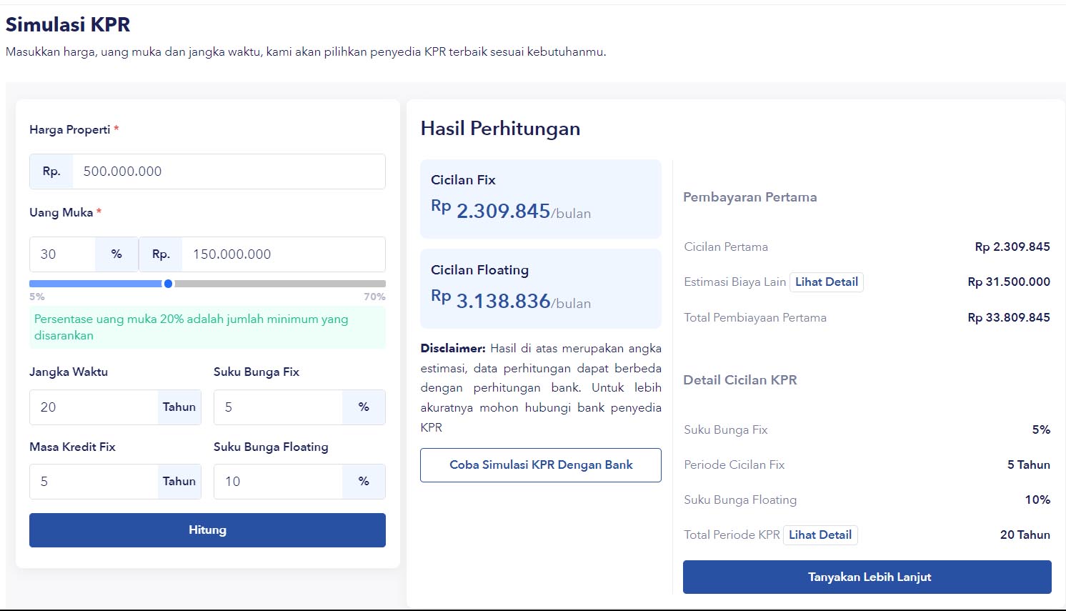 simulasi kpr mandiri rumah second
