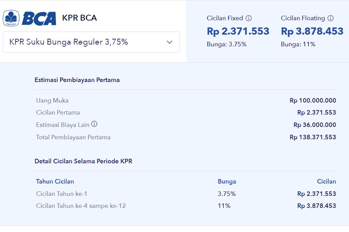 simulasi kpr bca rumah second