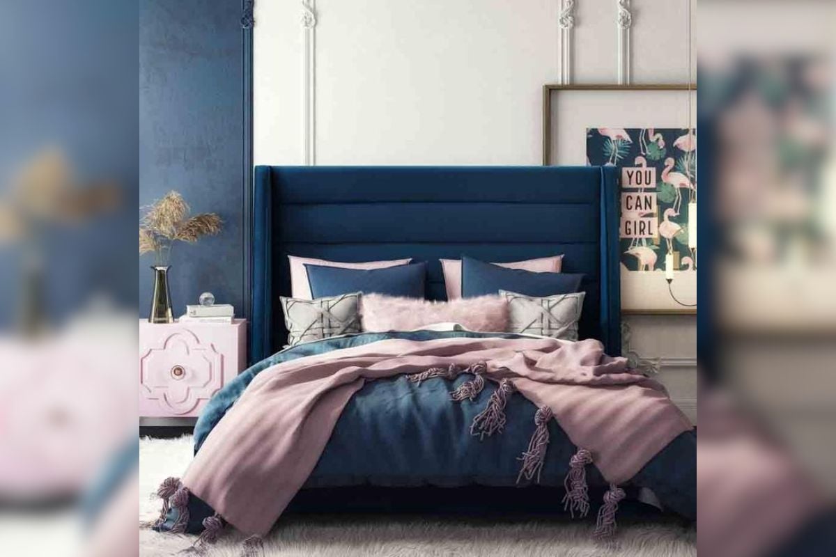 Kombinasi 2 Warna Cat Kamar Tidur Biru dan Pink