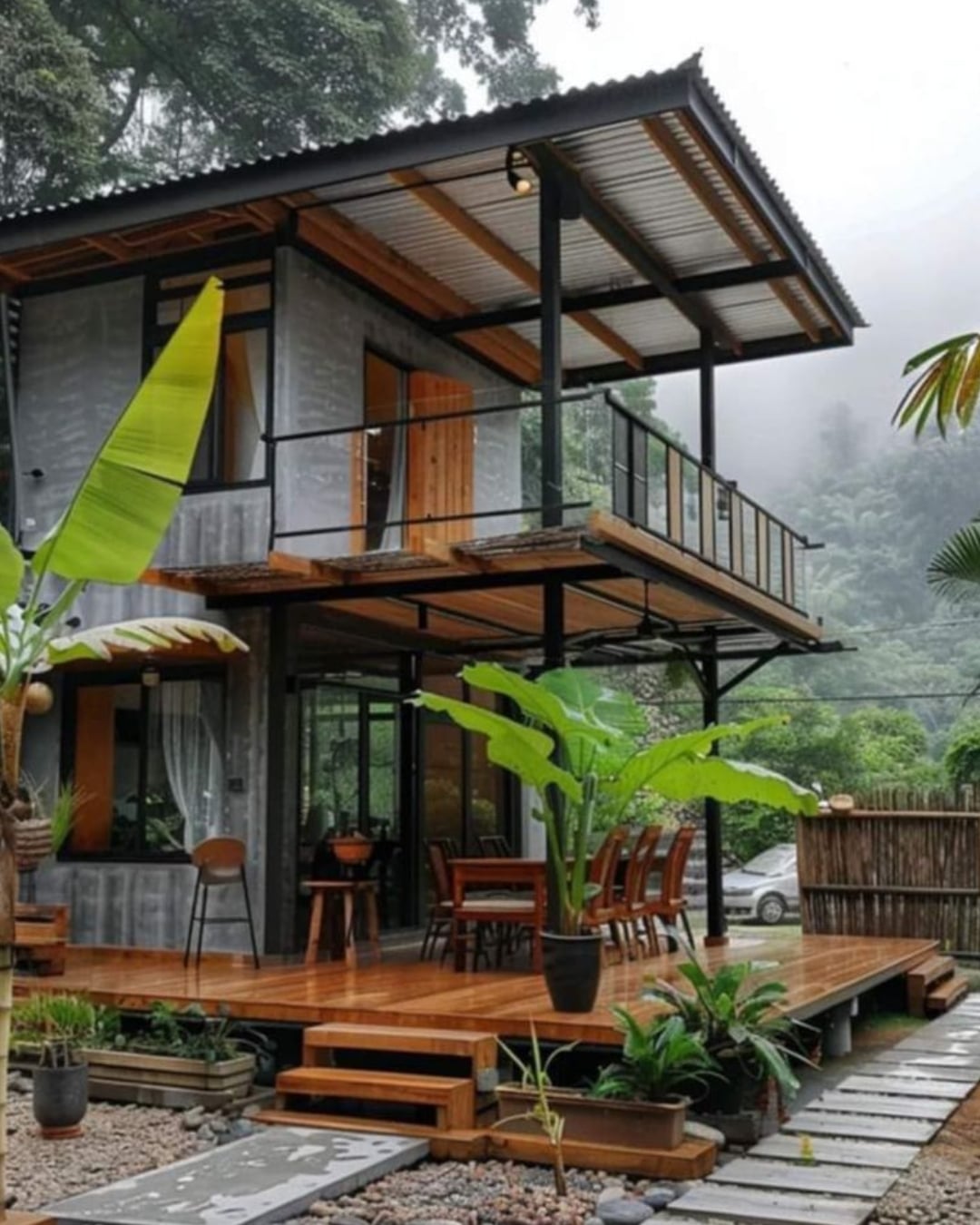 Gambar Rumah Tingkat Bernuansa Tradisional