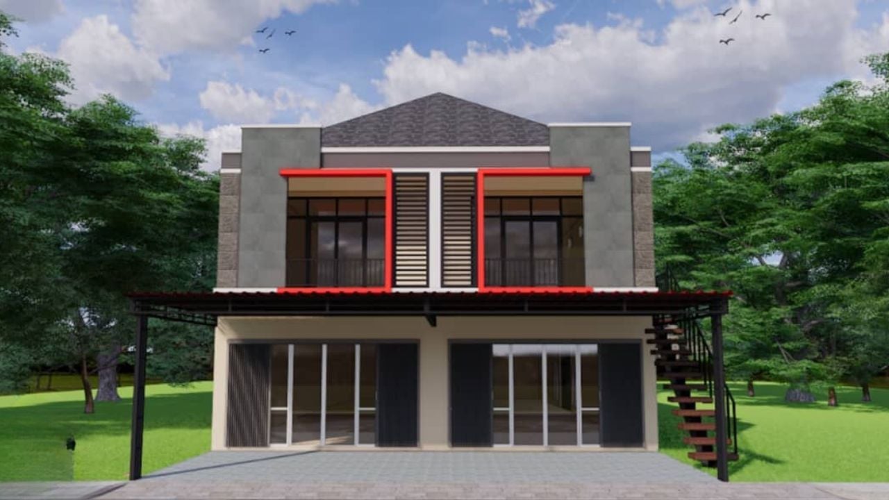 Model Rumah Kontrakan 2 Pintu 2 Lantai