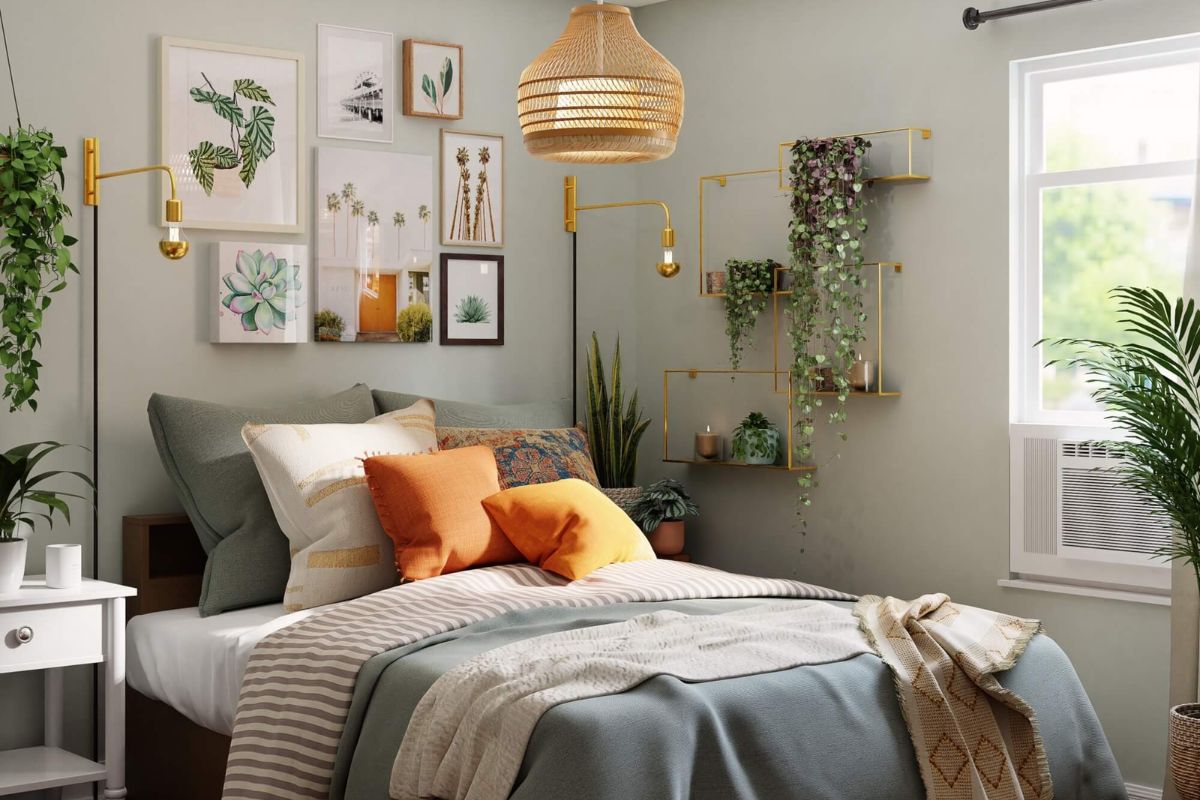 dekorasi kamar tidur dengan tanaman