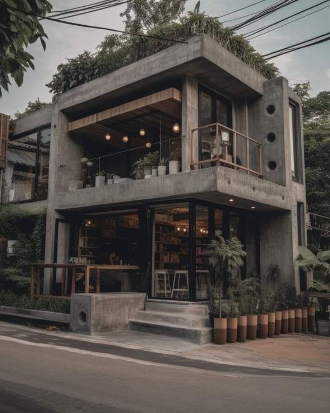 Desain Ruko 3 Lantai Terbaik Industrial Tropis