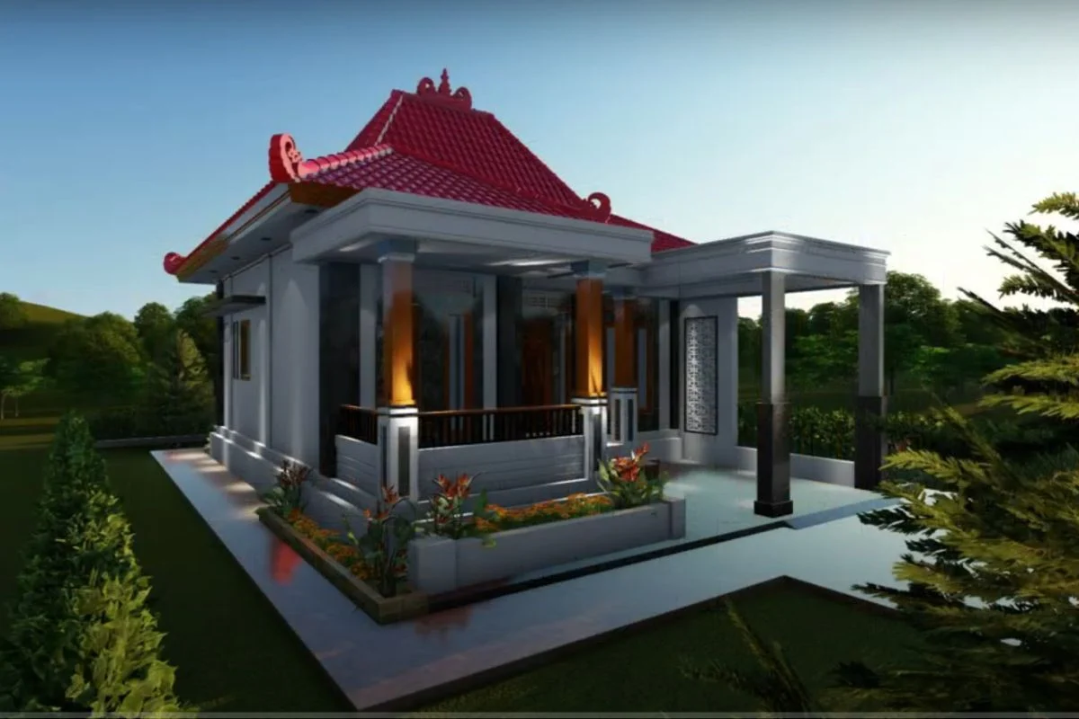 Desain Rumah Joglo Modern Warna Grayscale