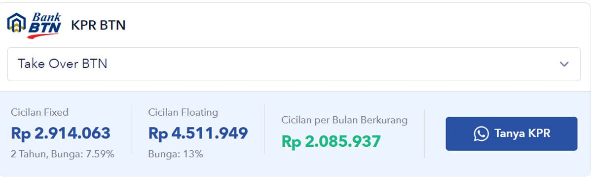 simulasi take over kpr btn