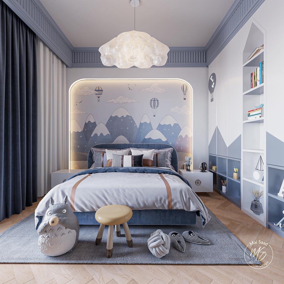 Desain Kamar Tidur Anak Bernuansa Biru