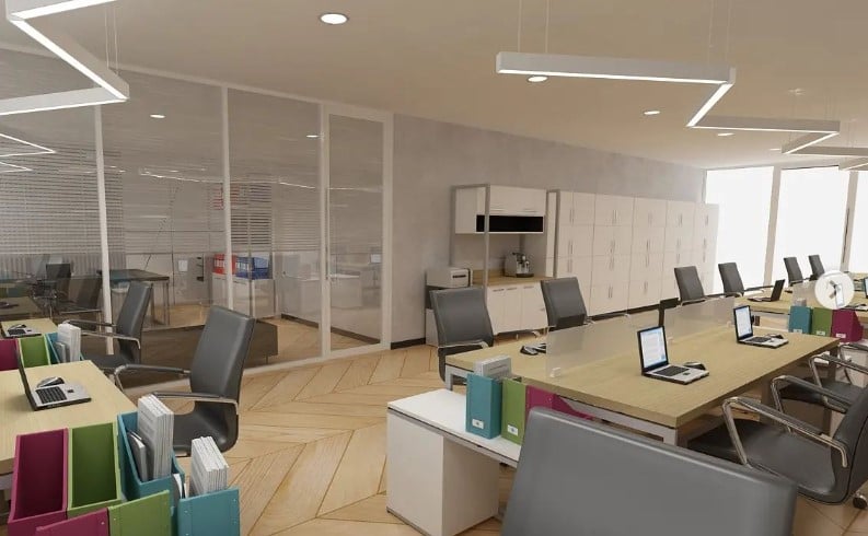 Desain Kantor Minimalis dengan Meja Bersama