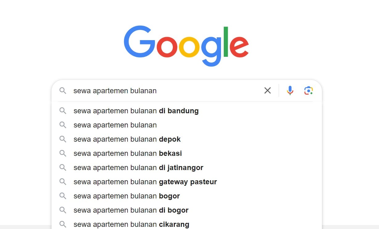 Sewa apartemen bulanan melalui Google