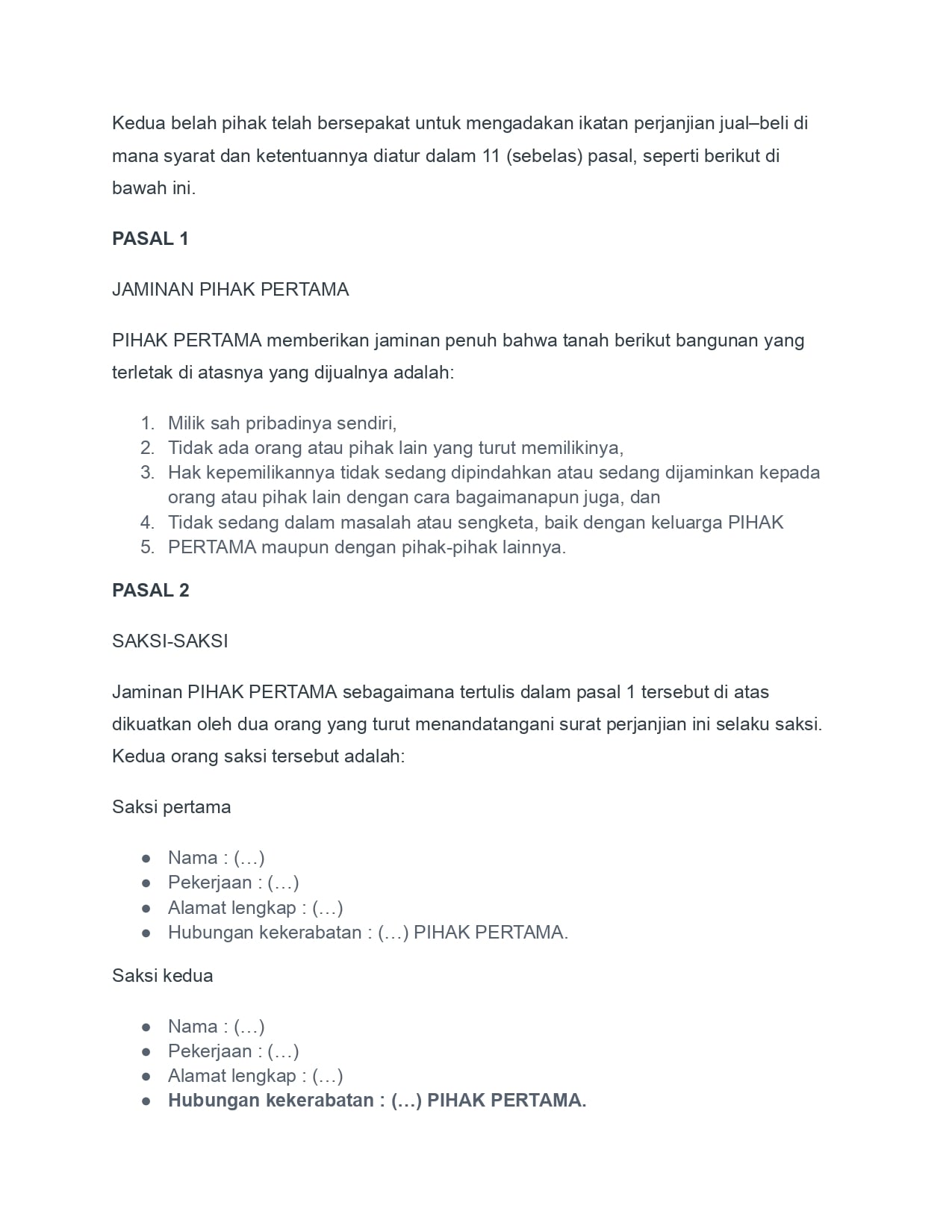 SURAT PERJANJIAN JUAL TANAH