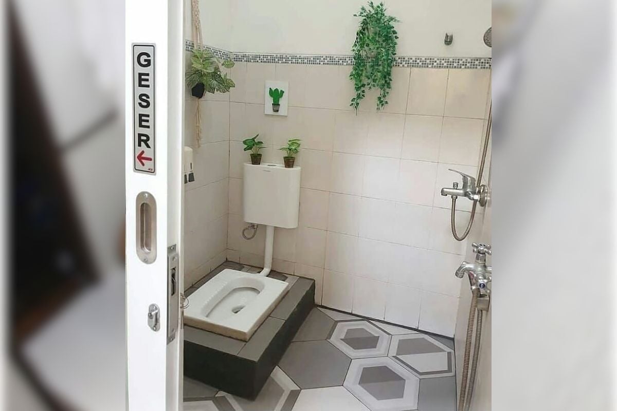 a. Desain Kamar Mandi dengan Lantai Motif Hexagonal
