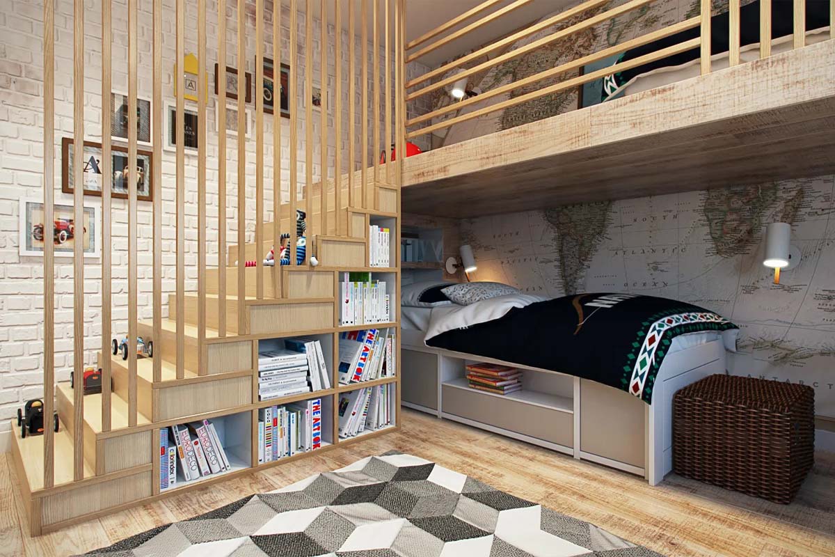 desain kamar tidur tingkat mezzanine