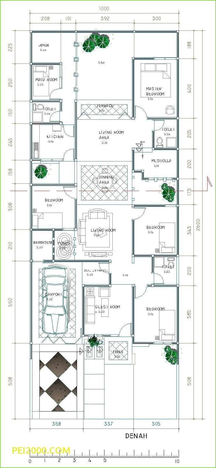 denah rumah 4 kamar 1 mushola