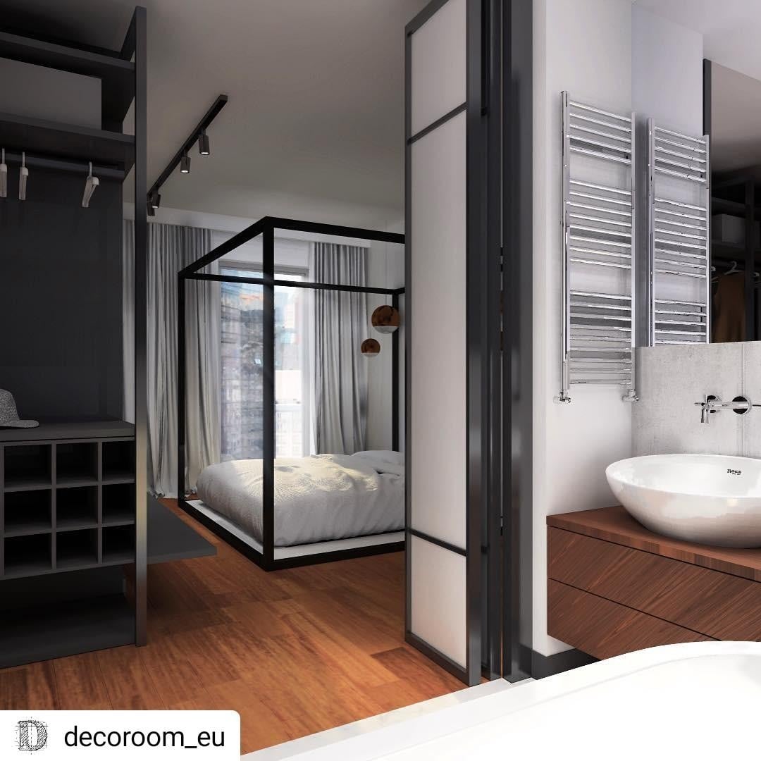 Desain Kamar Tidur dan Kamar Mandi Dalam Minimalis dengan Sentuhan Kayu