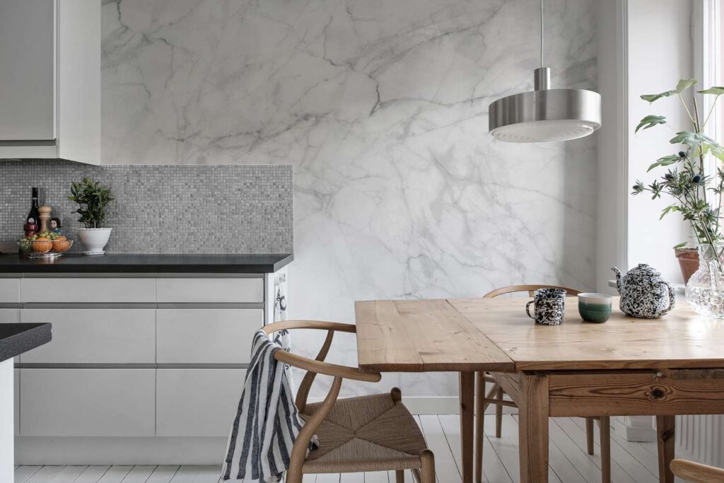 Wallpaper untuk Dapur Sempit Motif Marmer