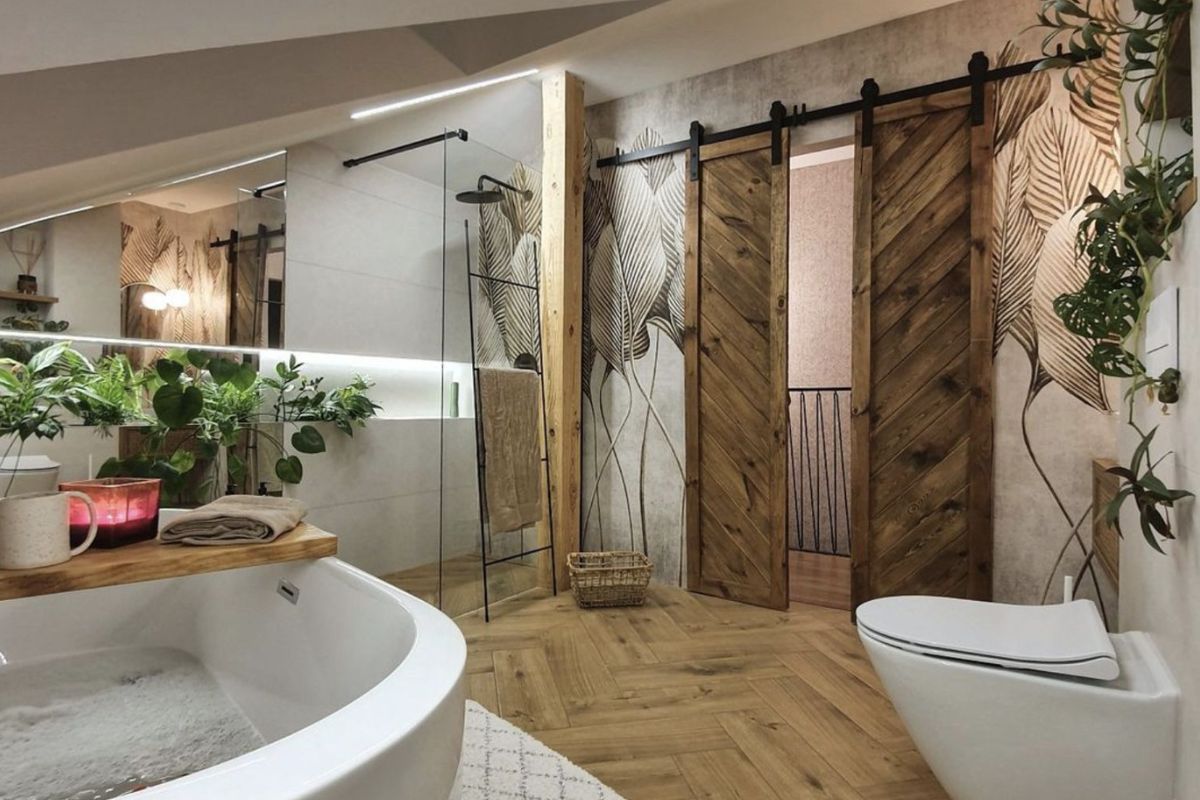 Motif Kayu dengan Garis-garis Miring