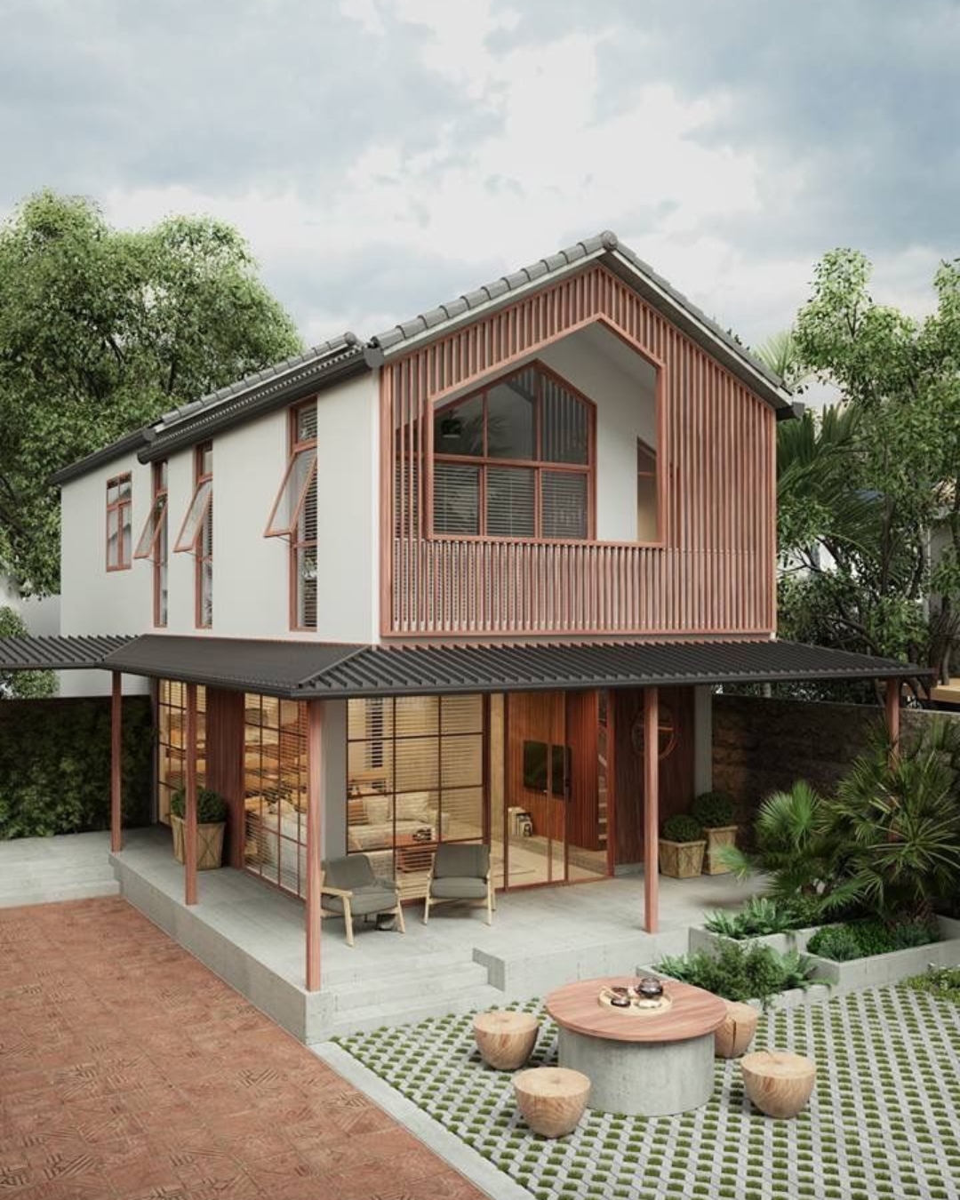 Desain Rumah Panggung dengan Panel Kayu