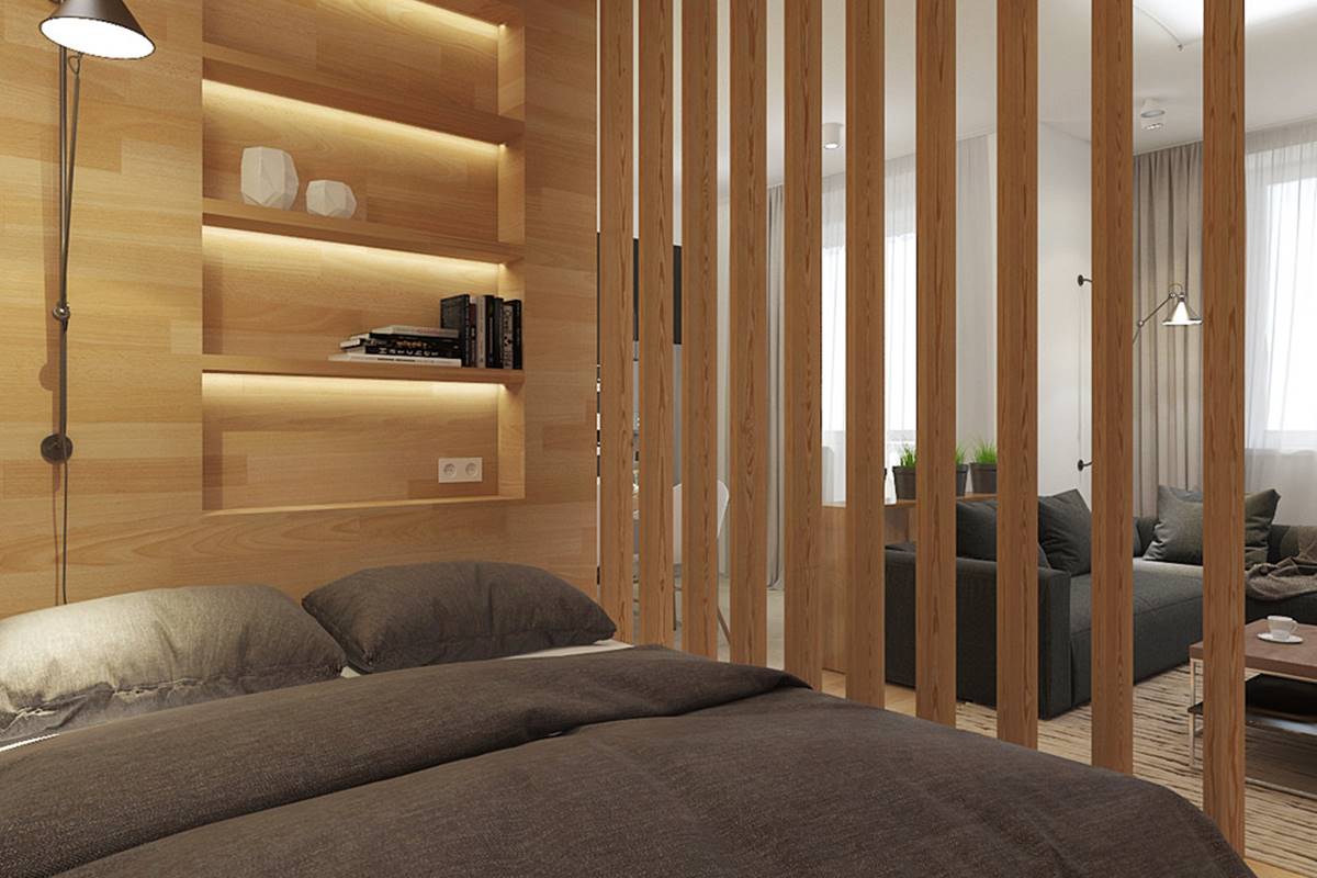 Partisi Kamar Tidur Minimalis dari Panel Kayu