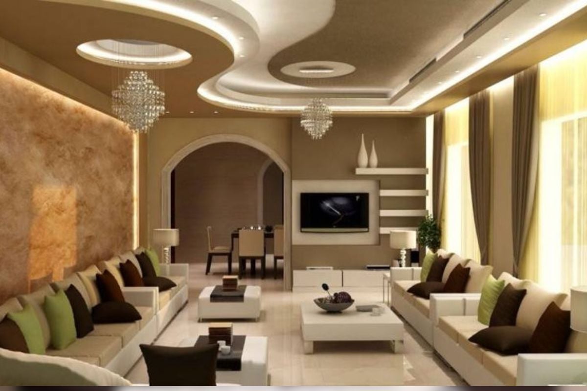7. Model Plafon Mewah dengan Motif Melengkung