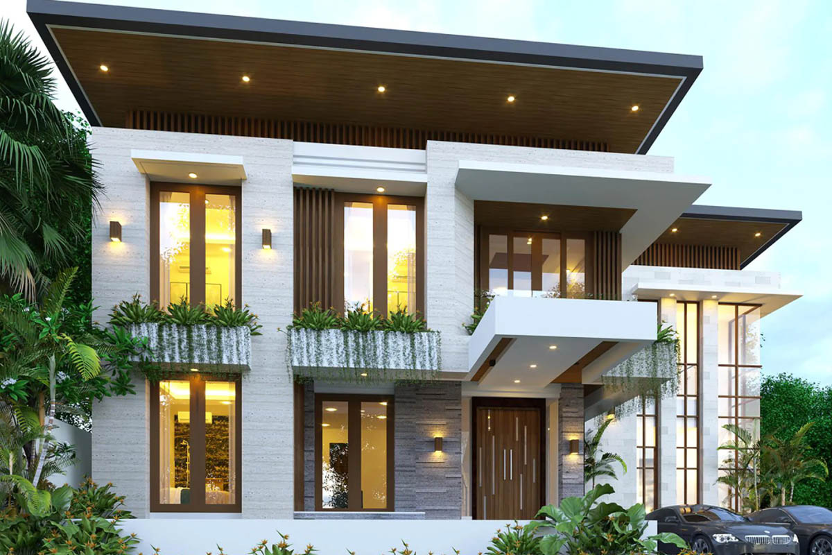 desain rumah kost lahan sempit mewah