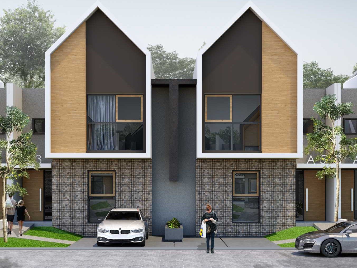 Tampak Depan Rumah 2 Lantai Ukuran 6x12 Skandinavia