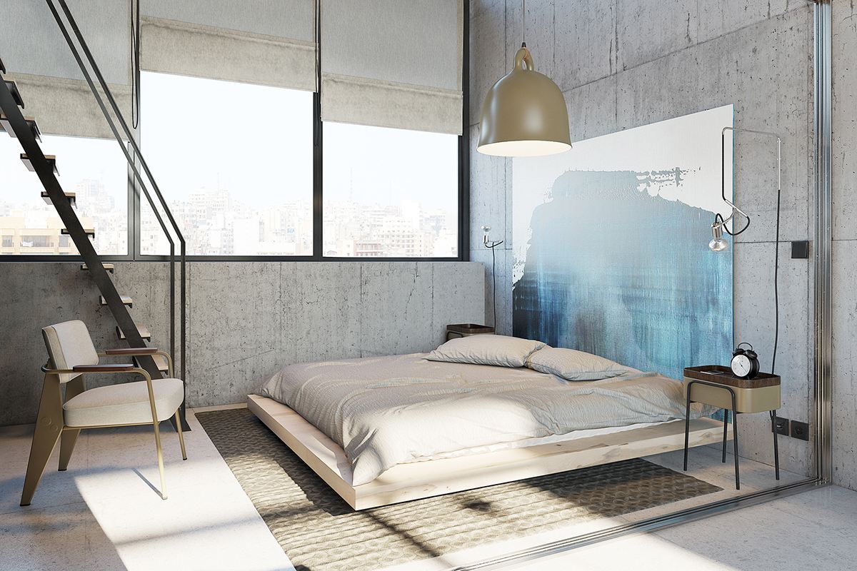 Desain Kamar Tidur Jepang Industrial