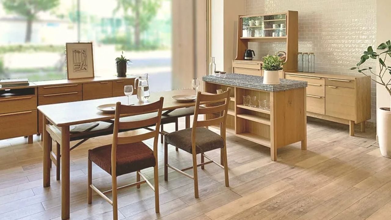 ruang makan ala kafe open plan