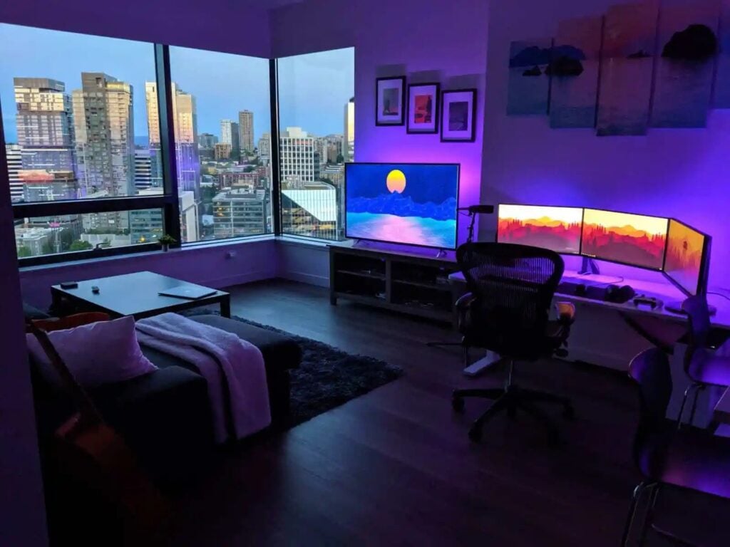 Desain Kamar Gaming dengan Lampu LED