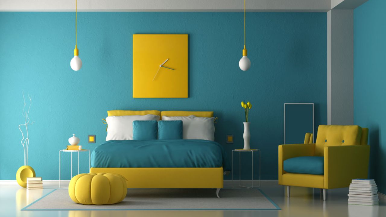 Rekomendasi Warna Cat Kamar Kombinasi Biru Muda dan Kuning