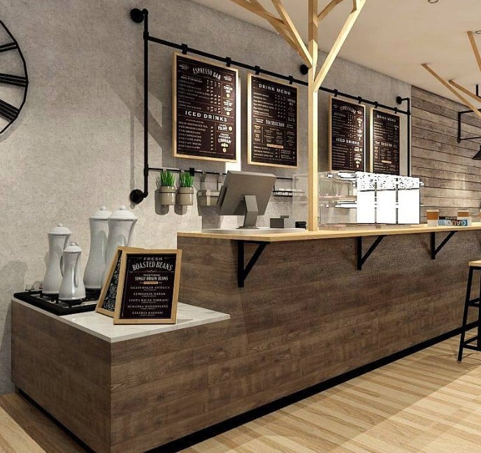 Desain Cafe Sederhana di Ruko Kecil dengan Konsep Klasik