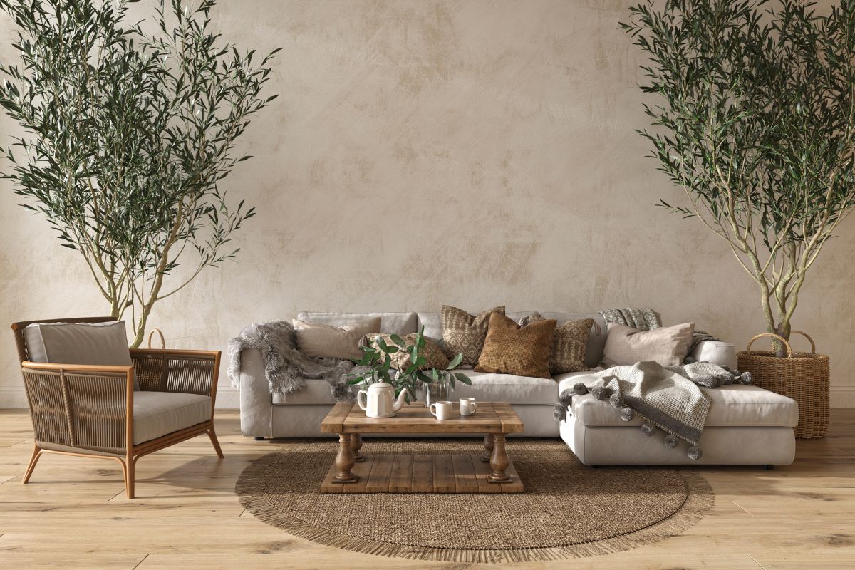 1. Desain Ruang Tamu Farmhouse Scandinavian