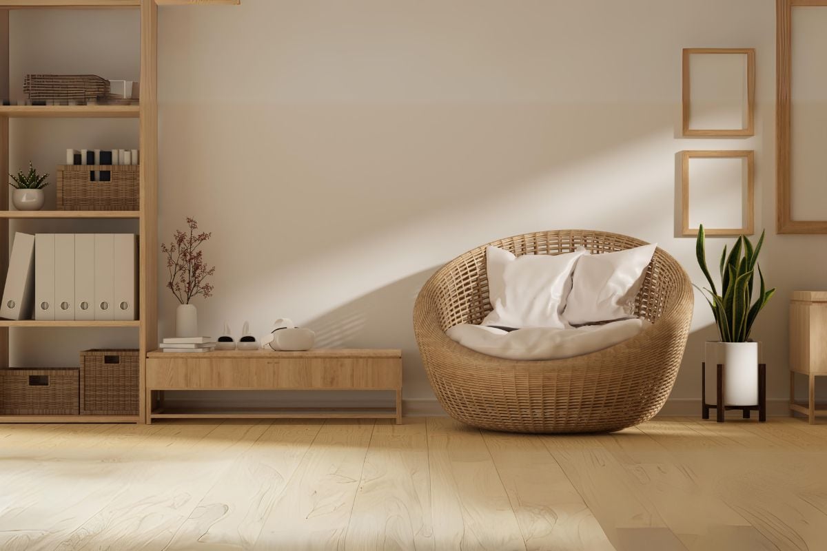 3. Ruang Tamu Scandinavian dengan Unsur Kayu