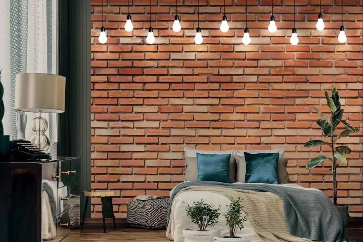 wallpaper dinding kamar simple motif batu bata