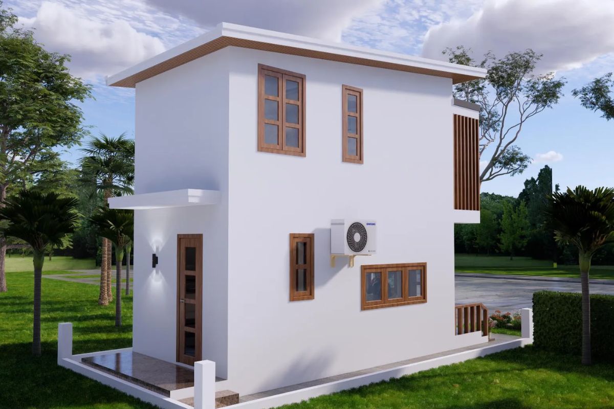 5. Desain Rumah 2 Lantai Mungil dengan Atap Miring