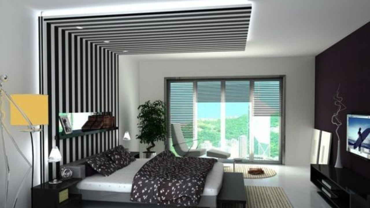 Desain Plafon Menyatu dengan Headboard