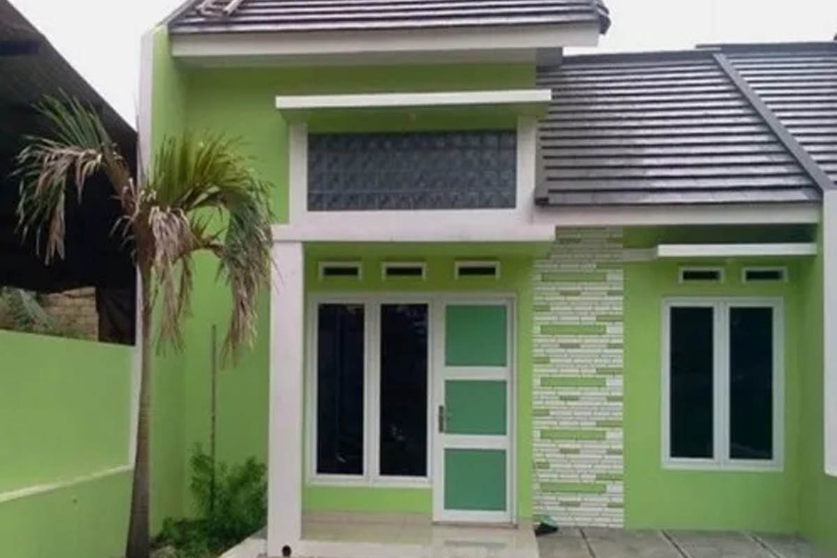 kombinasi cat rumah hijau dan putih