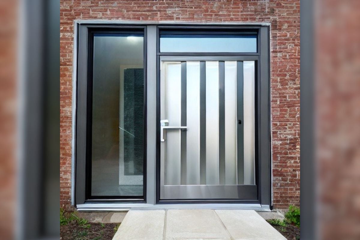 2. Model Pintu Aluminium Mewah Motif Garis Vertikal