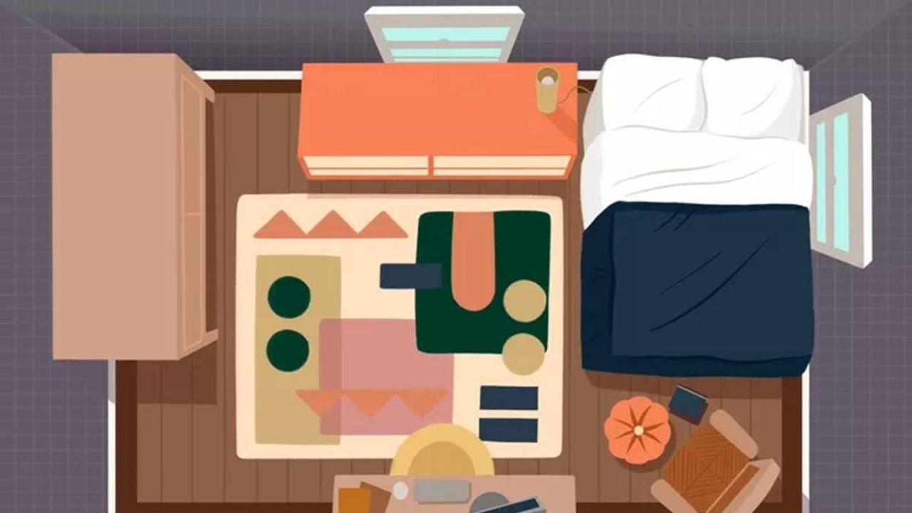 dekorasi kamar sempit kasur besar dan lemari