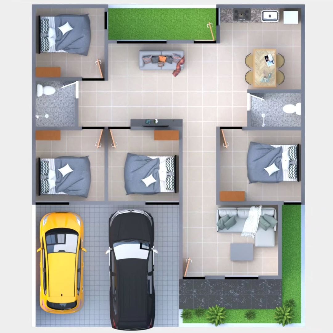 Denah Rumah Minimalis di Lahan 11x13
